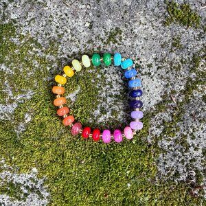 Rainbow Gemstone Candy Bracelet Elastic Bright Stacking Arm Party Bracelet